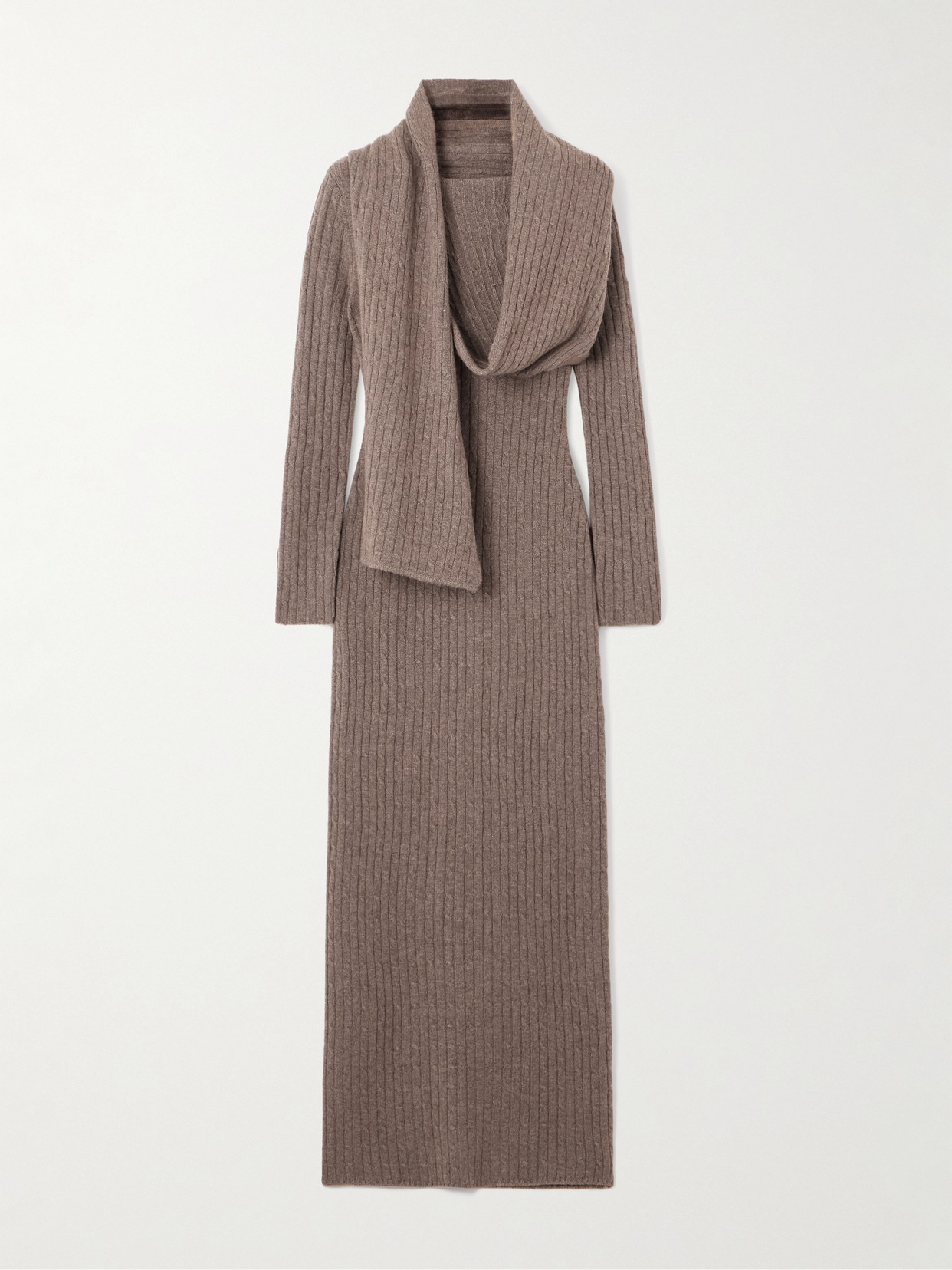 Cult Gaia Natacha Cable-knit Wool And Cashmere-blend Dress In Brown