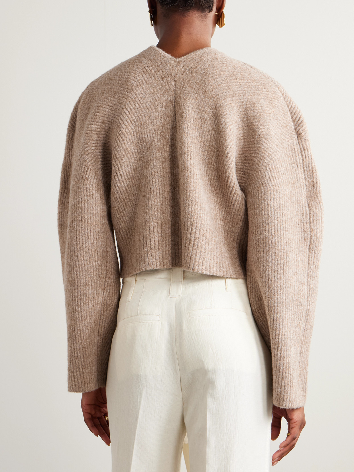 Cult Gaia Mayalu Ribbed-knit Cardigan In Neutral
