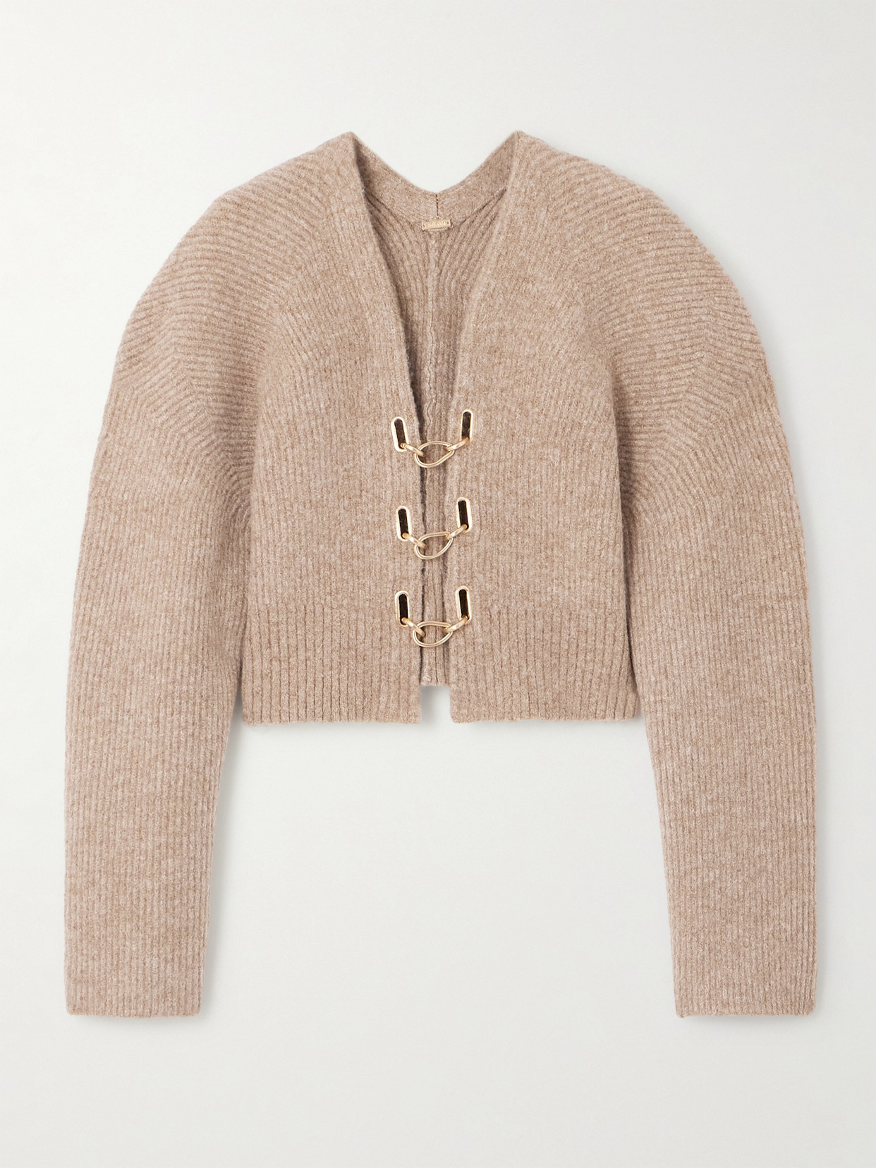 Cult Gaia Mayalu Ribbed-knit Cardigan In Neutral