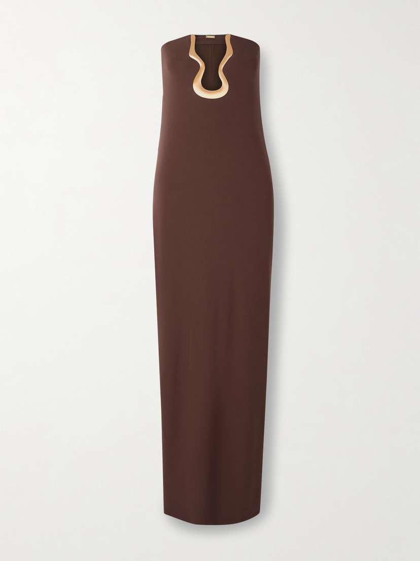 Cult Gaia Abril Strapless Embellished Stretch-crepe Maxi Dress