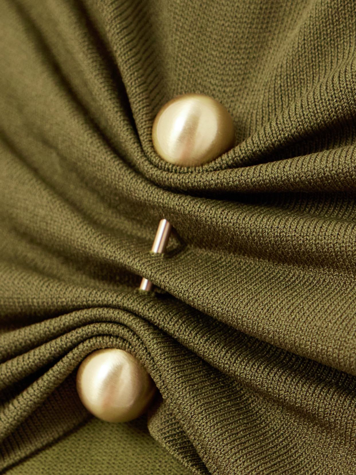 Cult Gaia Callie Embellished Ruched Knitted Top In Green