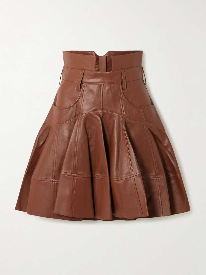 Zimmermann Hypnotic Pleated Leather Mini Skirt