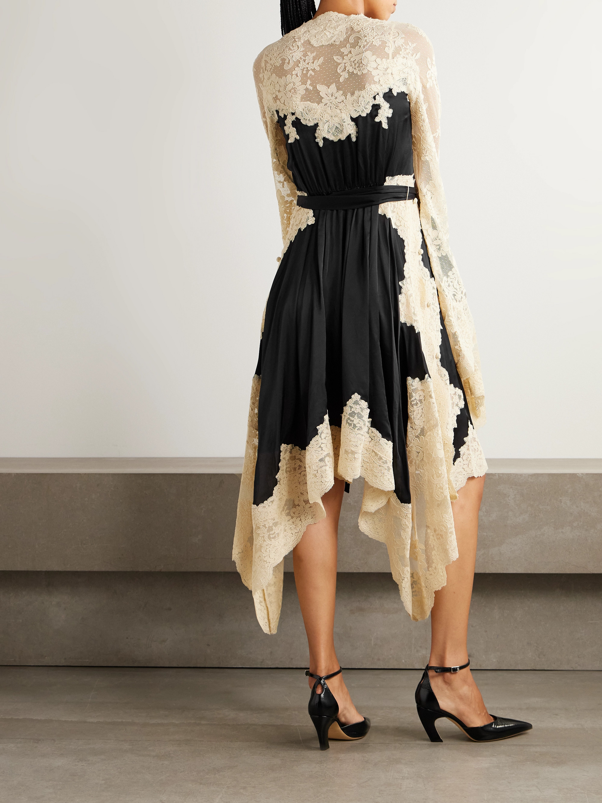 Zimmermann Hypnotic belted lace-trimmed satin mini dress