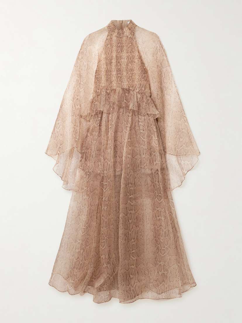 Zimmermann Memento Ruffled Leopard-print Silk-organza Maxi Dress