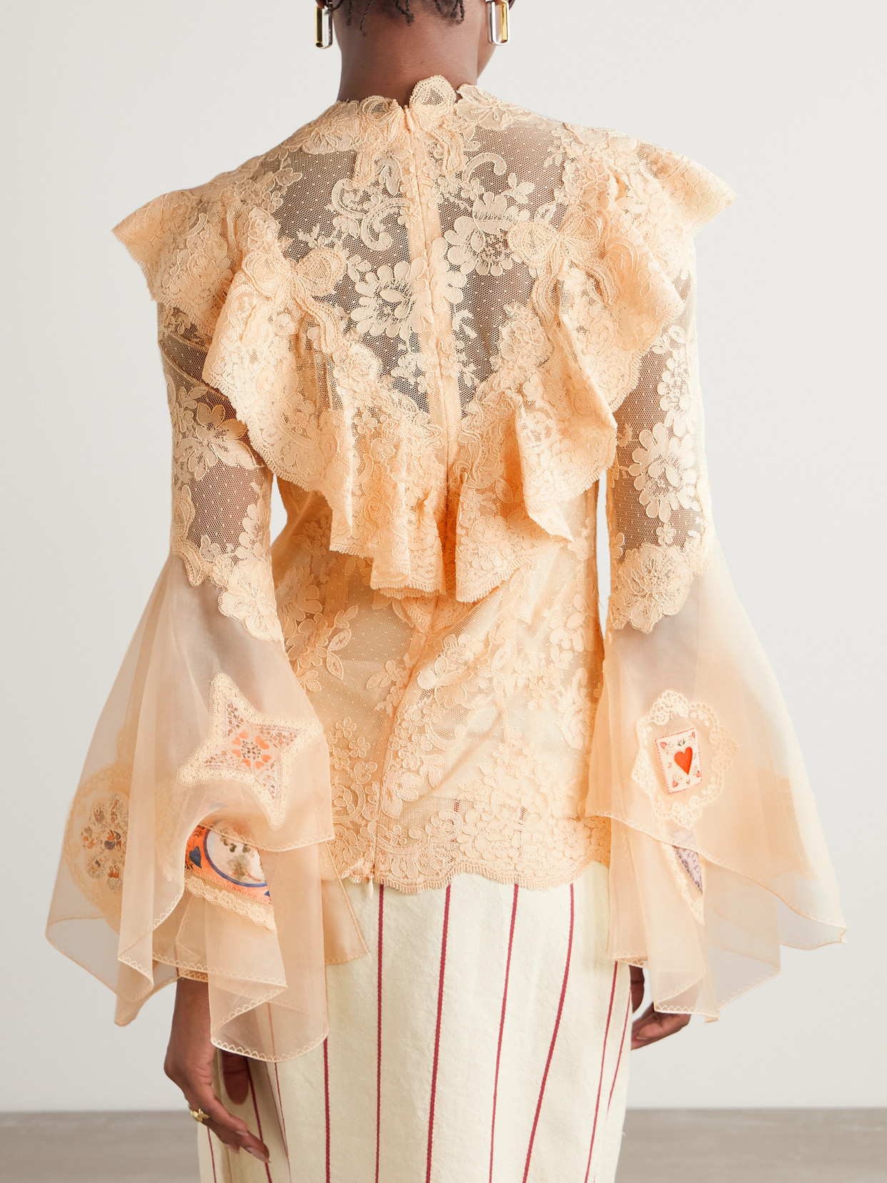 Zimmermann Hypnotic Appliquéd Ruffled Lace Blouse In Neutral