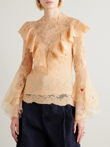 Zimmermann Hypnotic appliquéd ruffled lace blouse