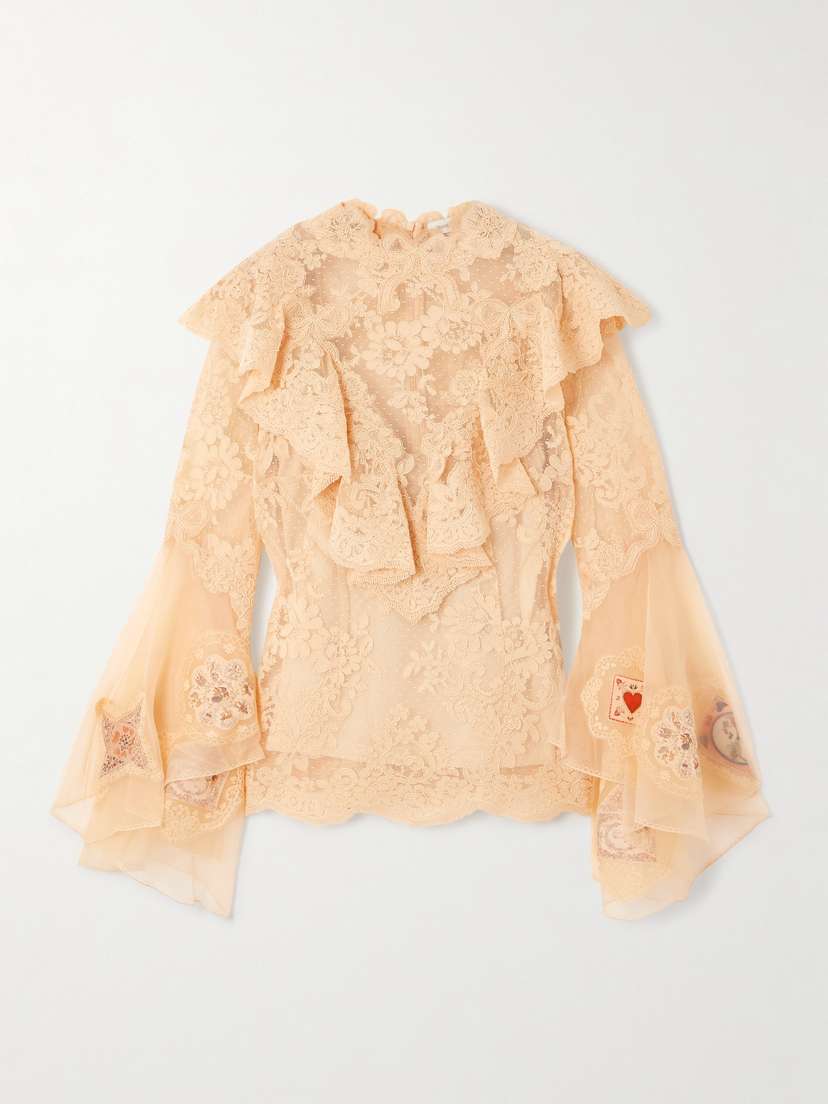 Zimmermann Hypnotic Appliquéd Ruffled Lace Blouse