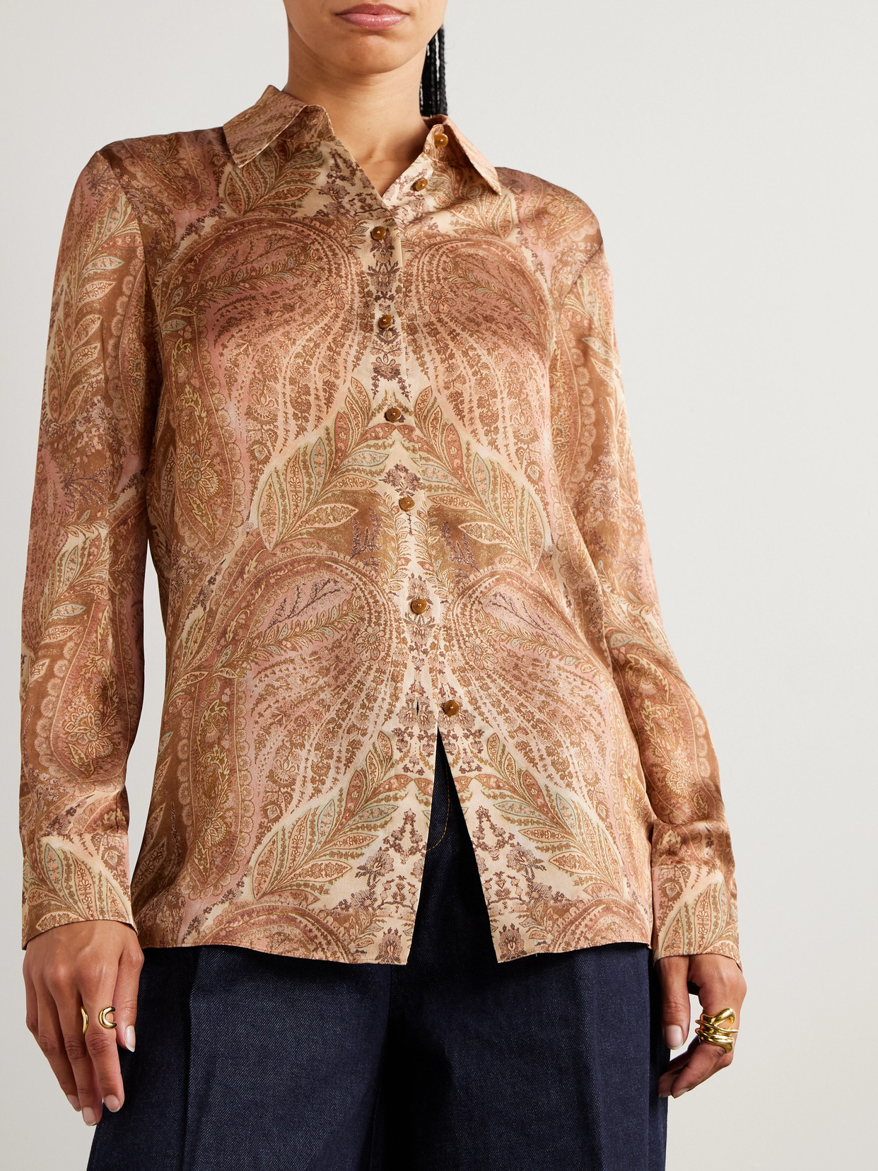 Paisley-Print Silk-Satin Shirt