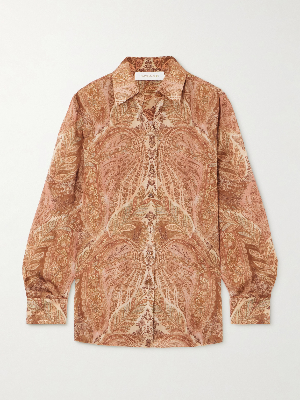 Zimmermann Cream Paisley Hypnotic Satin Shirt In Nude