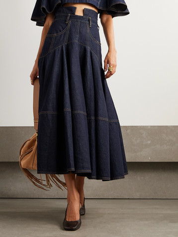 Zimmermann Hypnotic denim midi skirt