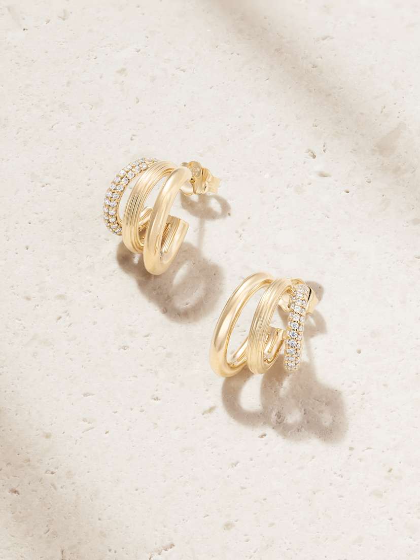 Sydney Evan 14-karat Gold Diamond Hoop Earrings