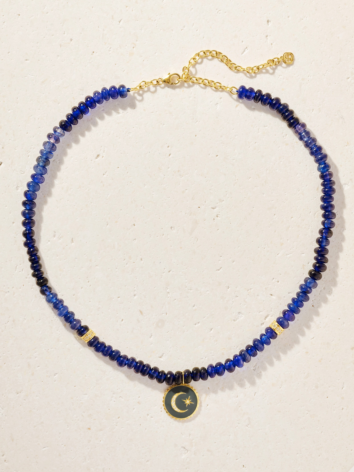Sydney Evan Celestial 14-karat Gold, Sapphire, Diamond And Enamel Necklace In Blue