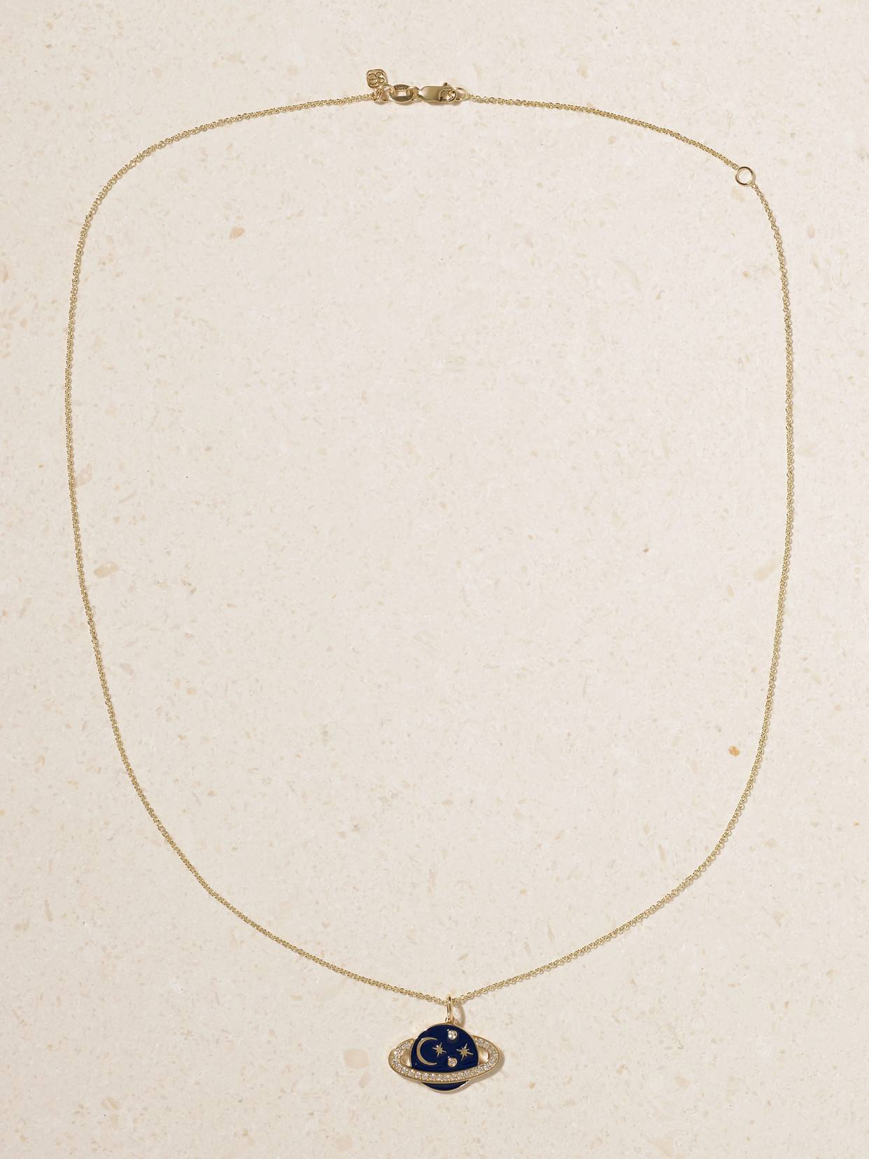 Sydney Evan Celestial 14-karat Gold, Enamel And Diamond Necklace In Gold