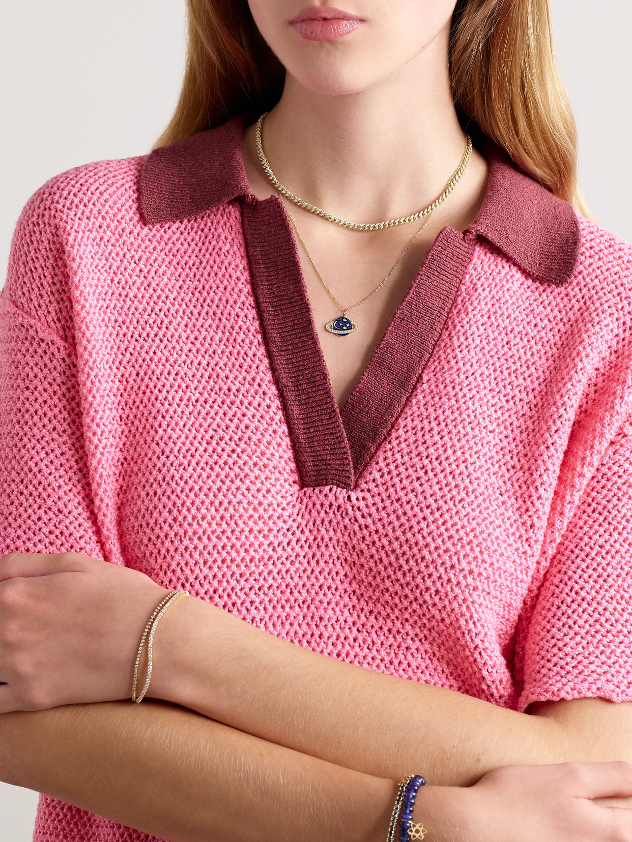 Sydney Evan Celestial 14-karat Gold, Enamel And Diamond Necklace In Gold