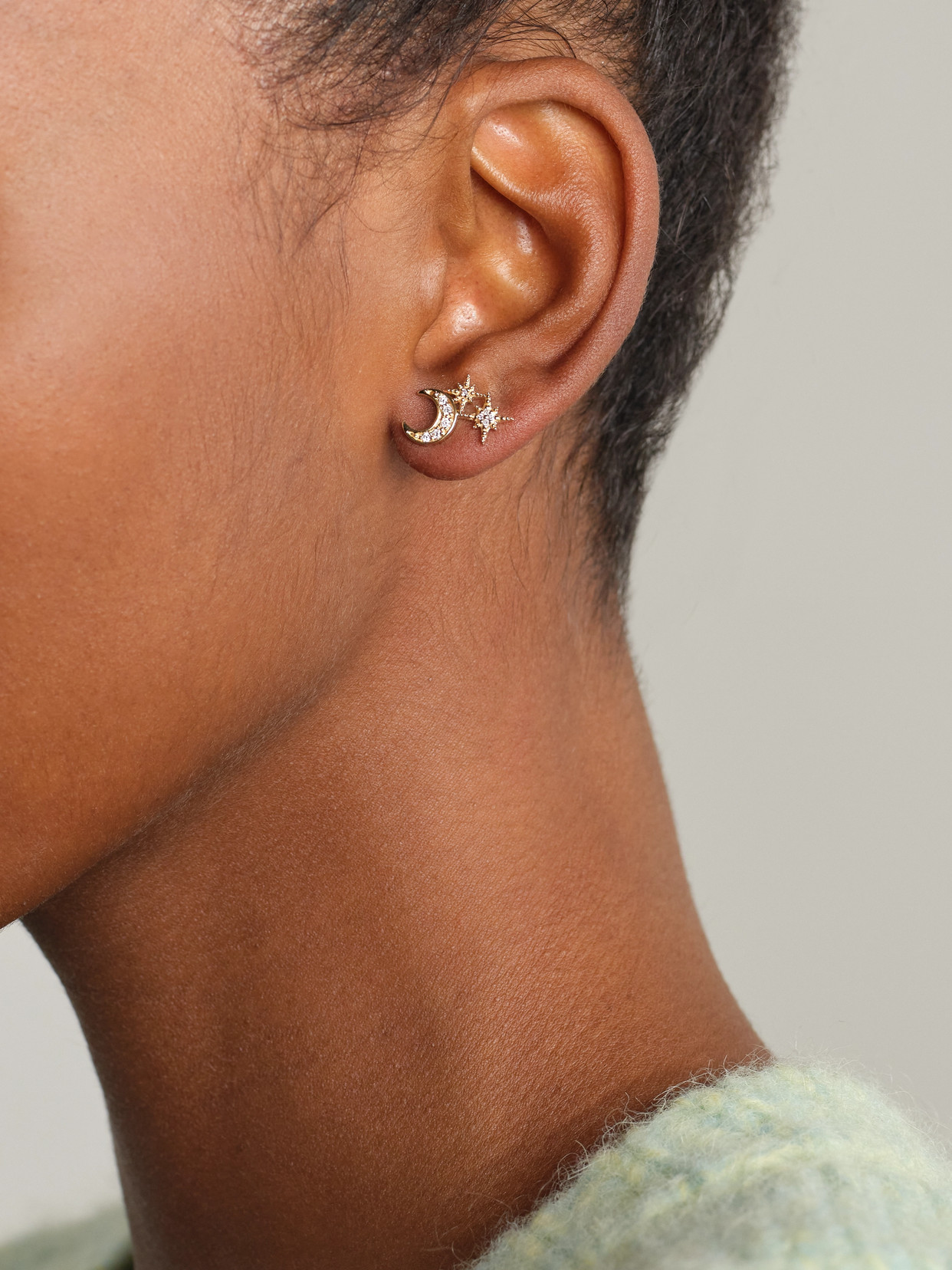 Sydney Evan Moon 14-karat Gold Diamond Earrings In Gold