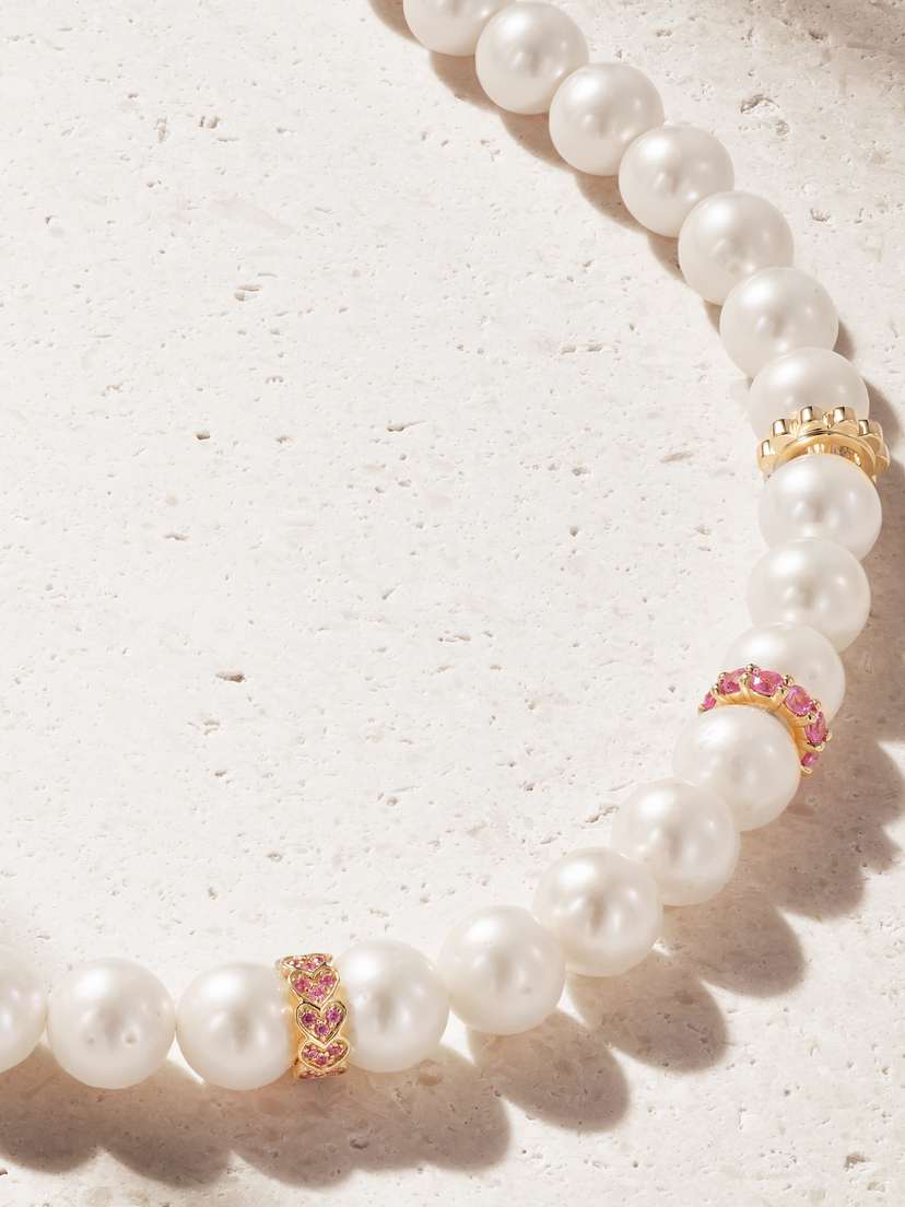 Sydney Evan 14-karat Gold, Sapphire And Pearl Necklace
