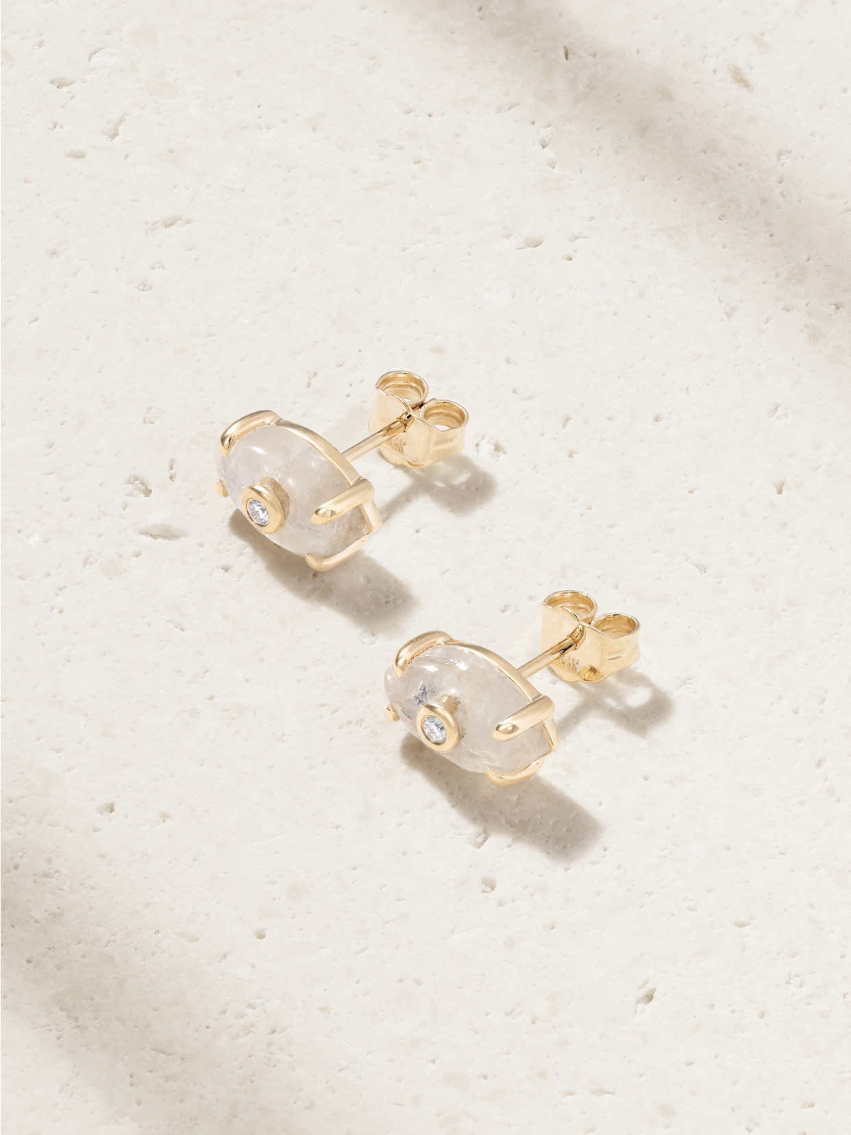 Sydney Evan 14-karat Gold, Moonstone And Diamond Earrings In Neutral