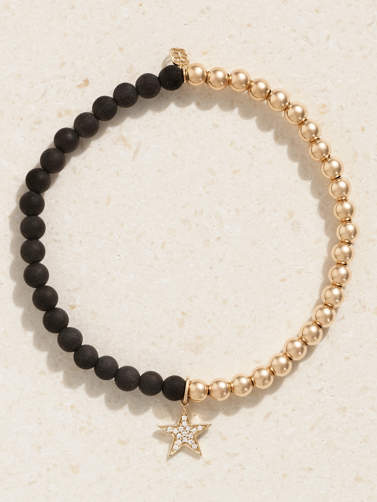 Sydney Evan Star Charm 14-karat Gold, Onyx And Diamond Bracelet