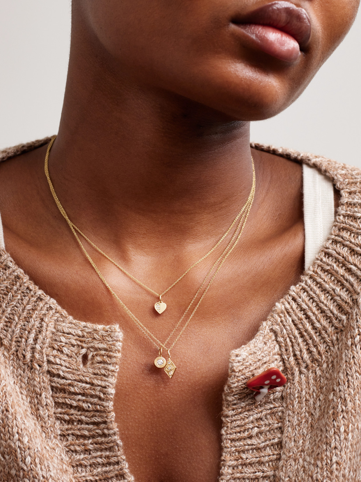 Sydney Evan Half Heart 14-karat Gold Diamond Necklace In Gold