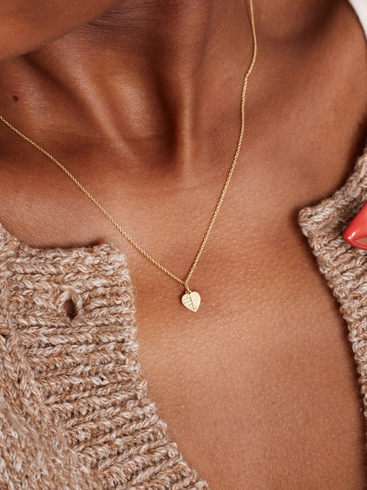 Sydney Evan Half Heart 14-karat Gold Diamond Necklace In Gold