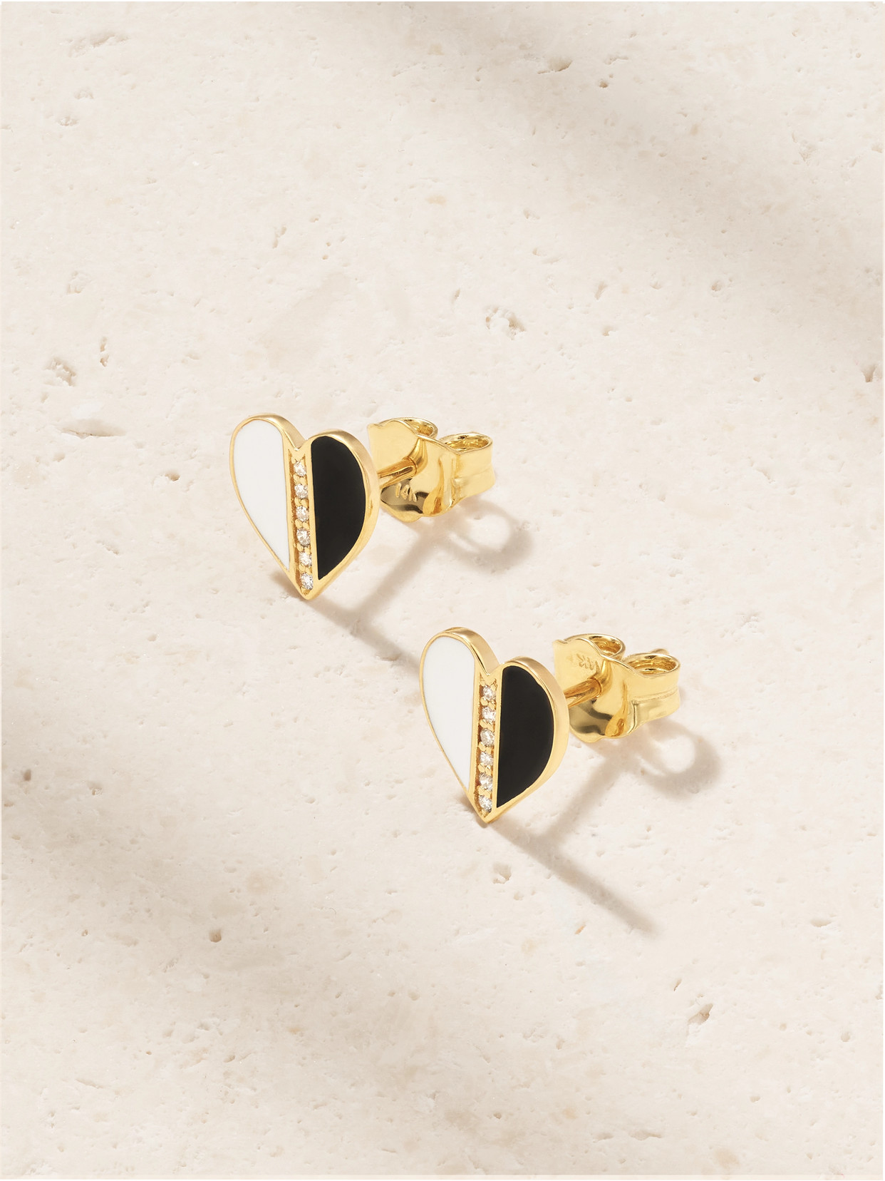 Sydney Evan 14-karat Gold, Diamond And Enamel Earrings