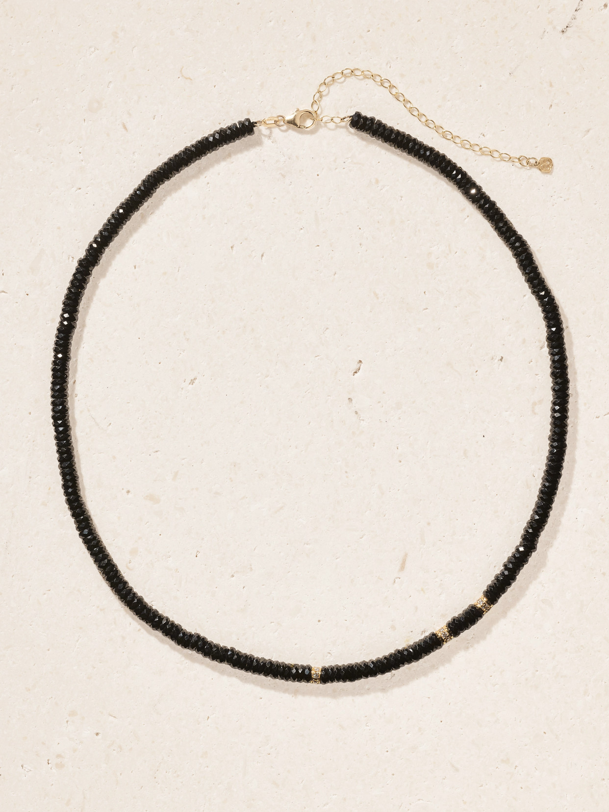 Sydney Evan 14-karat Gold, Diamond And Spinel Necklace In Black