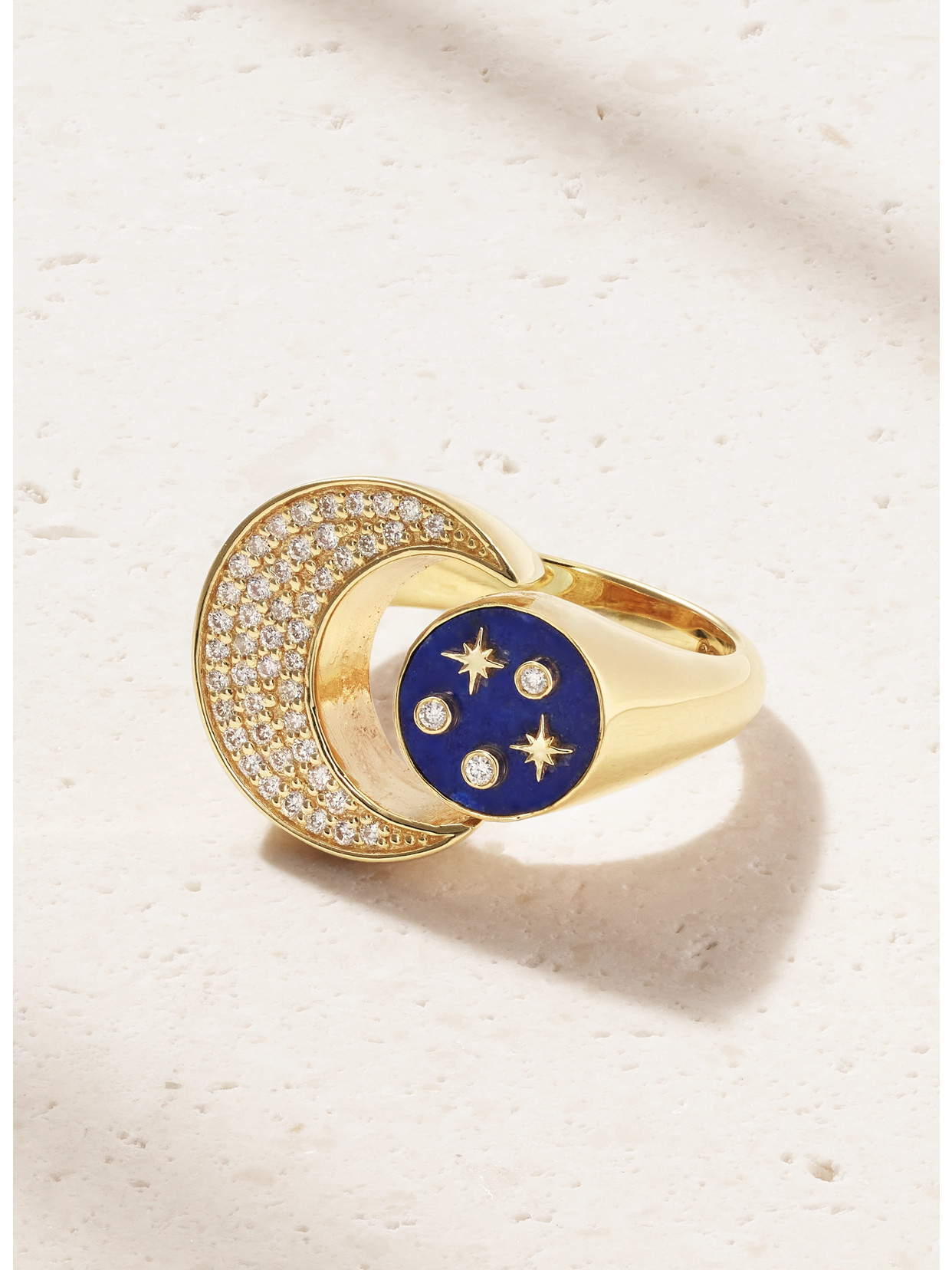 Sydney Evan Celestial 14-karat Gold, Lapis Lazuli And Diamond Ring In Burgundy