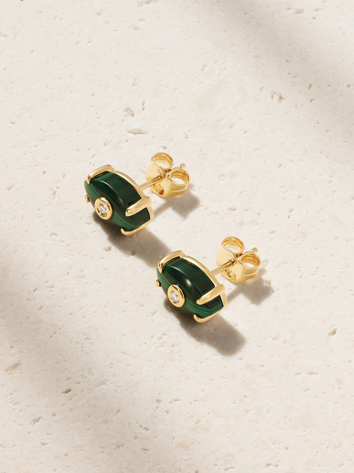 Sydney Evan 14-karat Gold, Malachite And Diamond Earrings