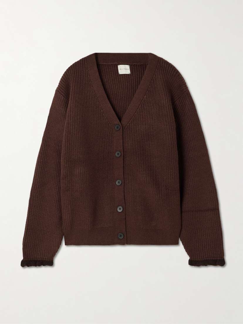 Deiji Studios Flounce Recycled Ribbed-knit Cardigan