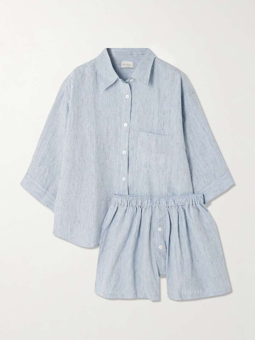 Deiji Studios The 03 Striped Washed-linen Shirt And Shorts Set