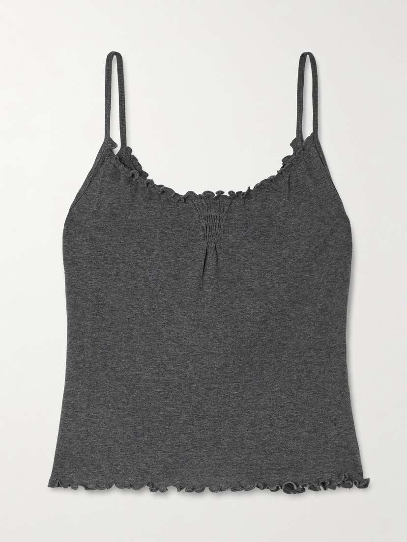 Deiji Studios Flounce Shirred Cotton And Wool-blend Tank