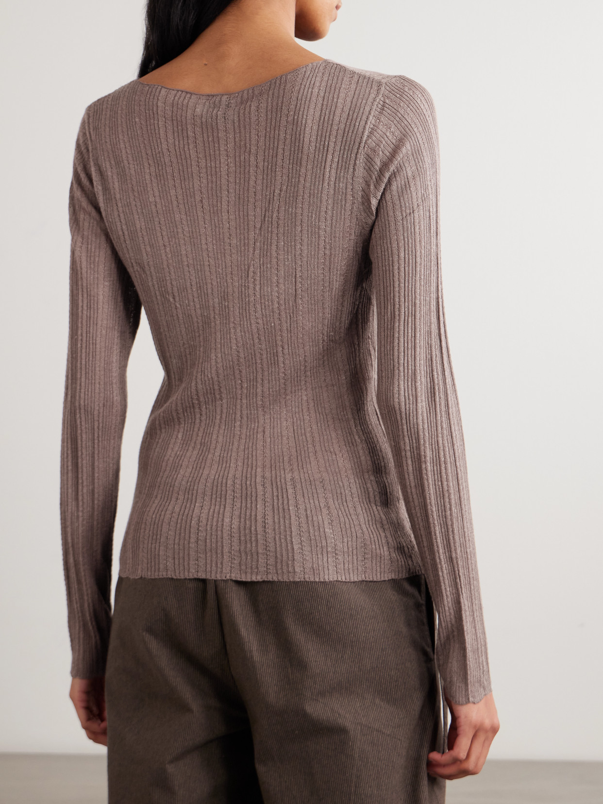 Ribbed Open-Knit Top