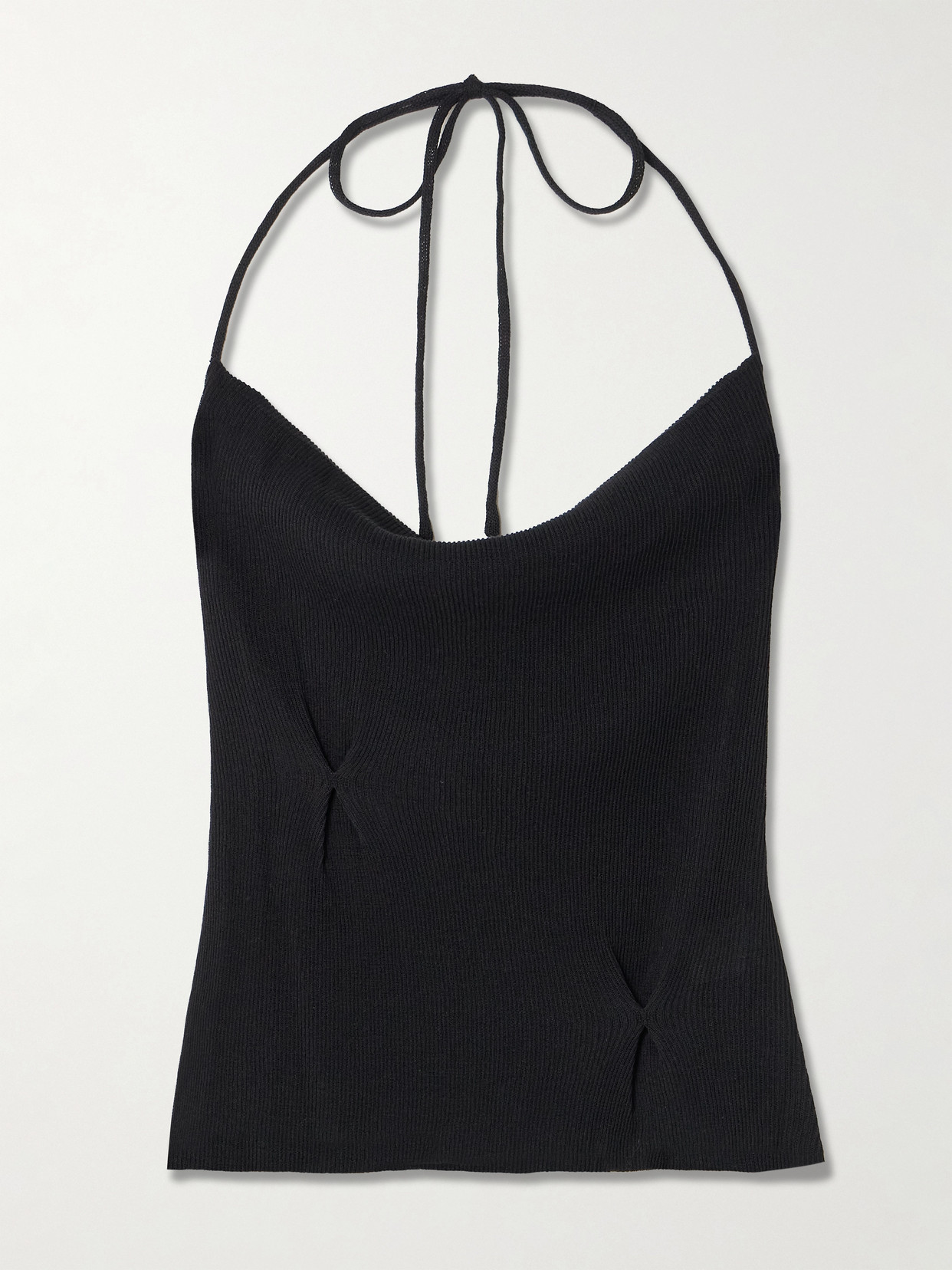Deiji Studios Fine Knot Recycled Ribbed-knit Halterneck Top In Black