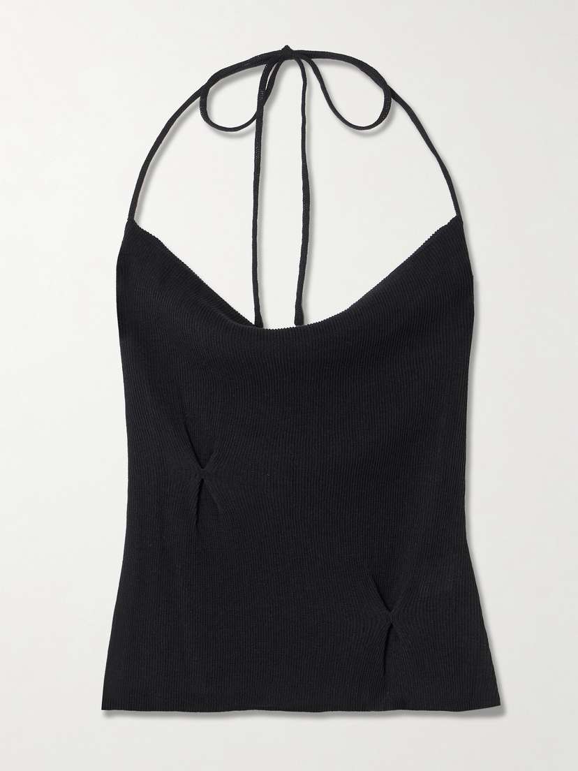 Deiji Studios Fine Knot Recycled Ribbed-knit Halterneck Top