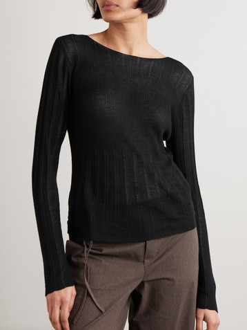Deiji Studios Open Work ribbed ECOVERO™-blend top