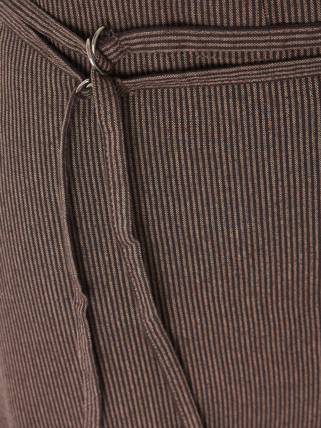 Deiji Studios Belted Pinstriped Organic Cotton Straight-leg Pants In Brown