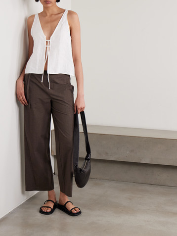 Deiji Studios Two Part tie-detailed linen top