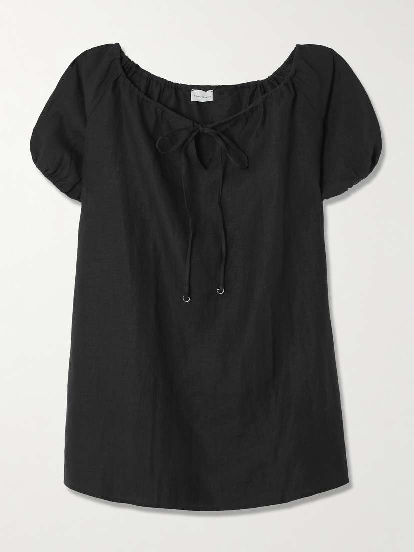 Deiji Studios Tie-detailed Linen Mini Dress