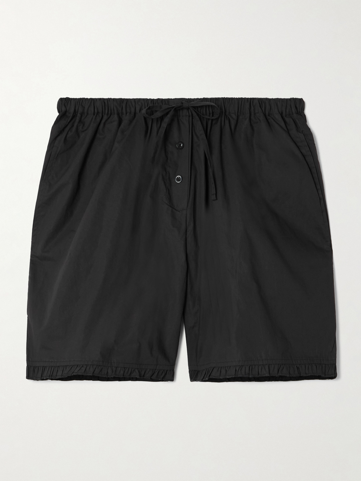 Deiji Studios Flounce Ruffled Cotton-poplin Shorts In Black