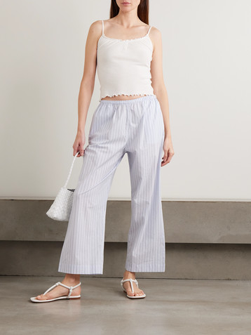 Deiji Studios Flounce shirred cotton and wool-blend top