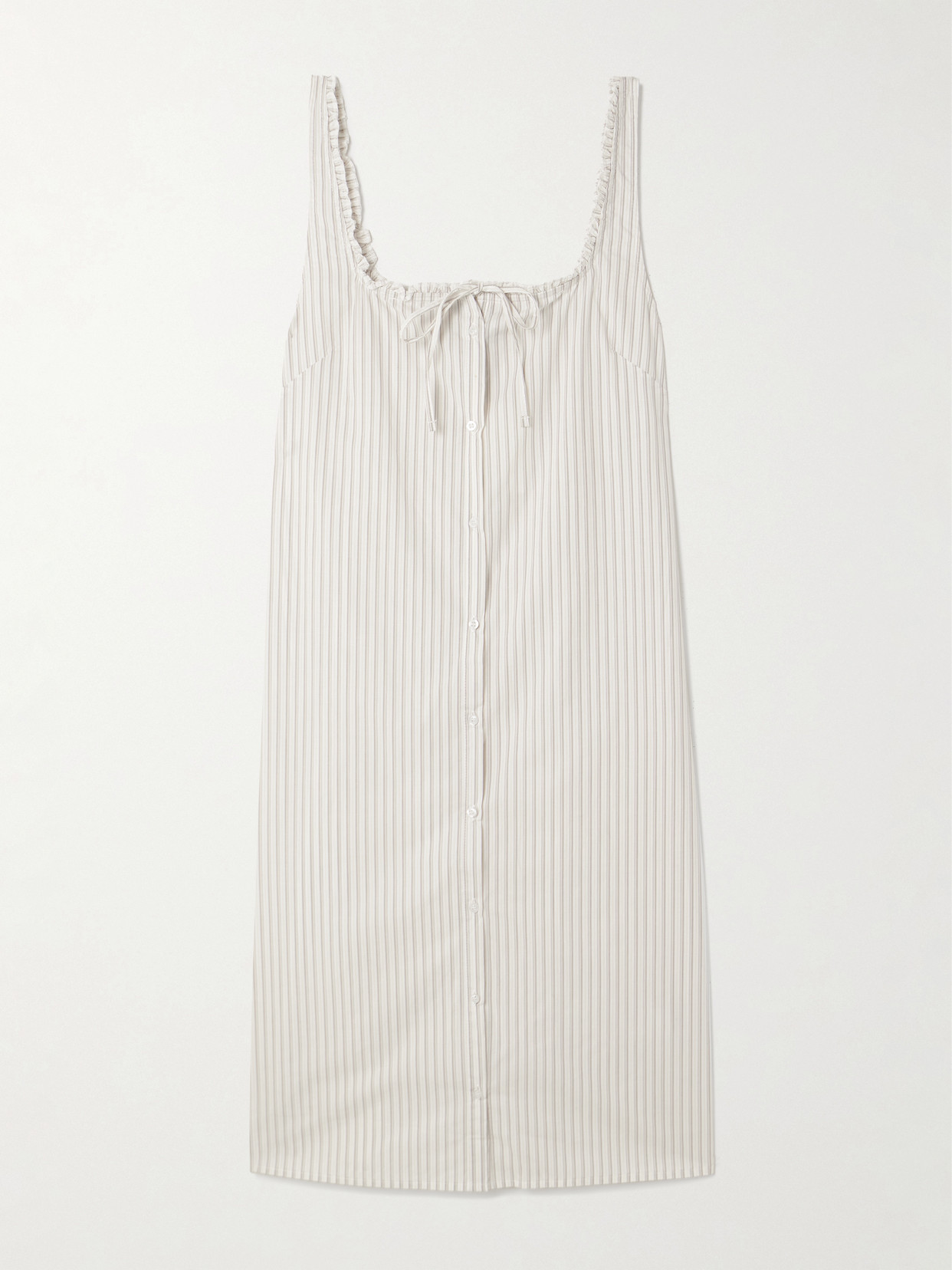 Deiji Studios Ruffled Striped Organic Cotton-poplin Dress In White