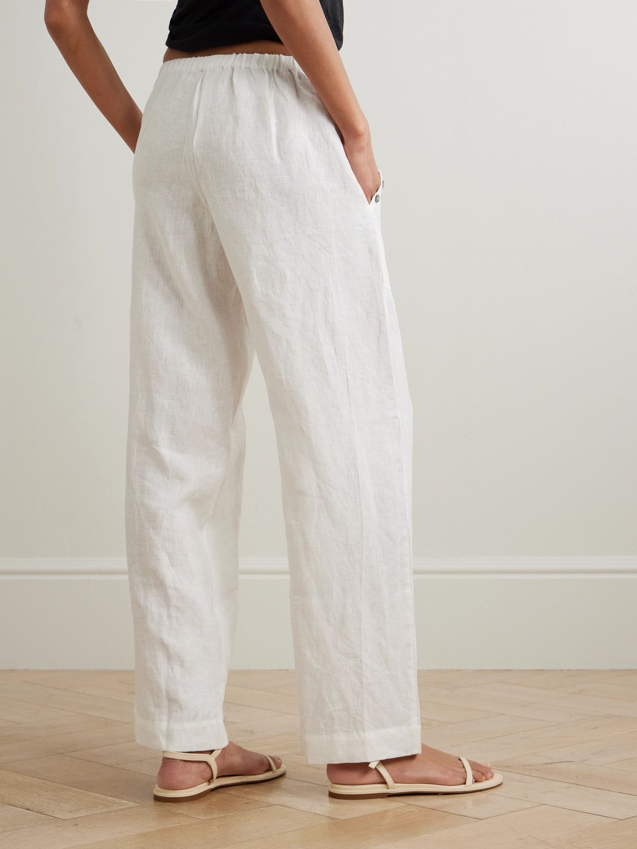 Deiji Studios Washed-linen Wide-leg Pants In White