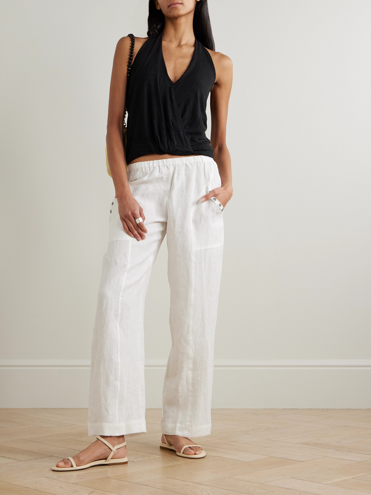 Deiji Studios Washed-linen Wide-leg Pants In White