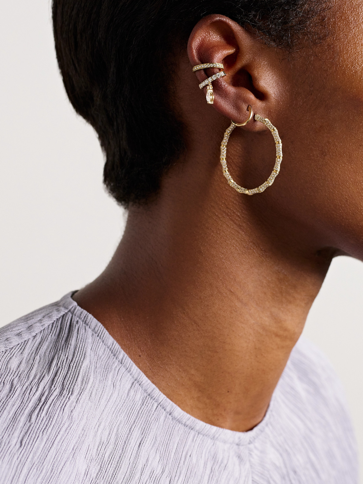 Anita Ko Bamboo 18-karat Gold Diamond Hoop Earrings In Gold
