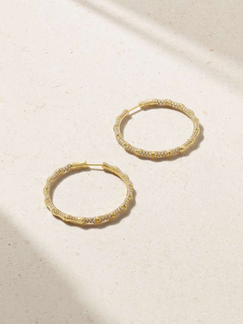 Anita Ko Bamboo 18-karat Gold Diamond Hoop Earrings