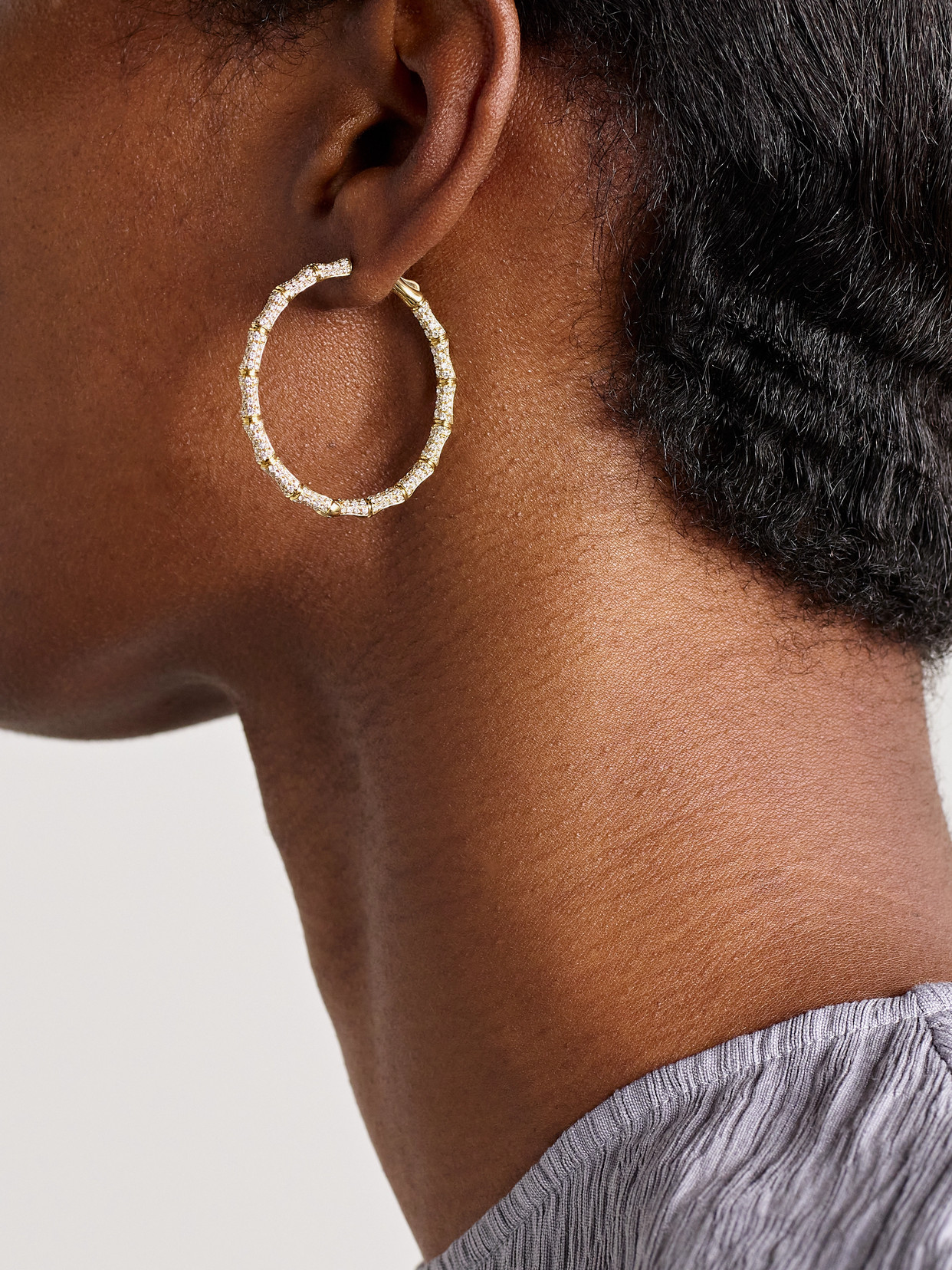 Anita Ko Bamboo 18-karat Gold Diamond Hoop Earrings In Gold