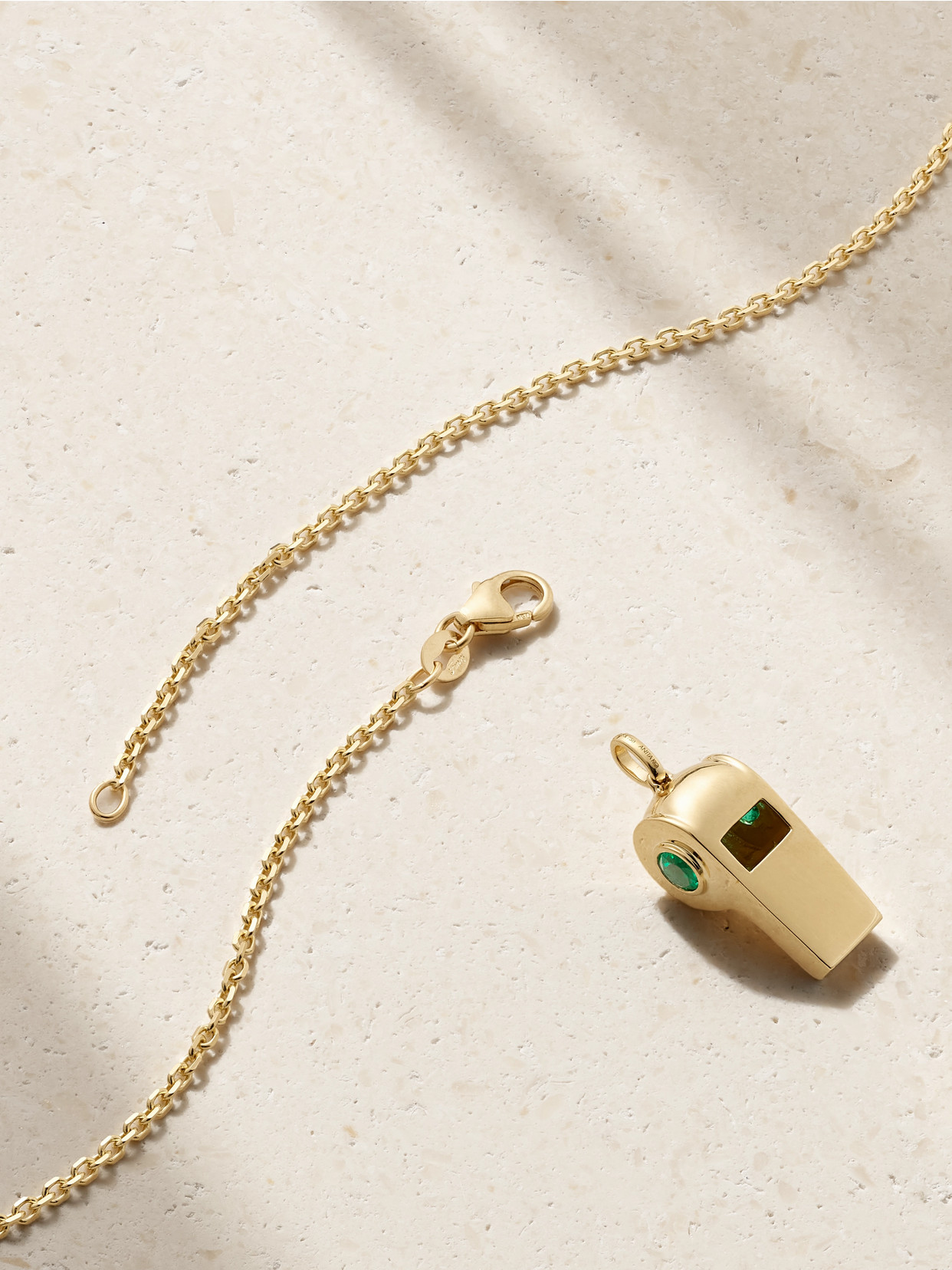 Anita Ko Baby Whistle 18-karat Gold Emerald Necklace In Gold