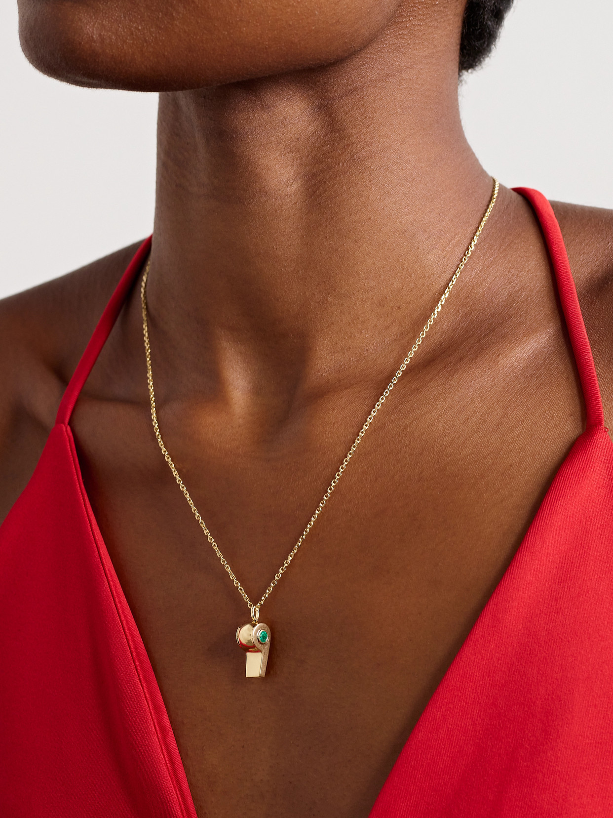 Anita Ko Baby Whistle 18-karat Gold Emerald Necklace In Gold