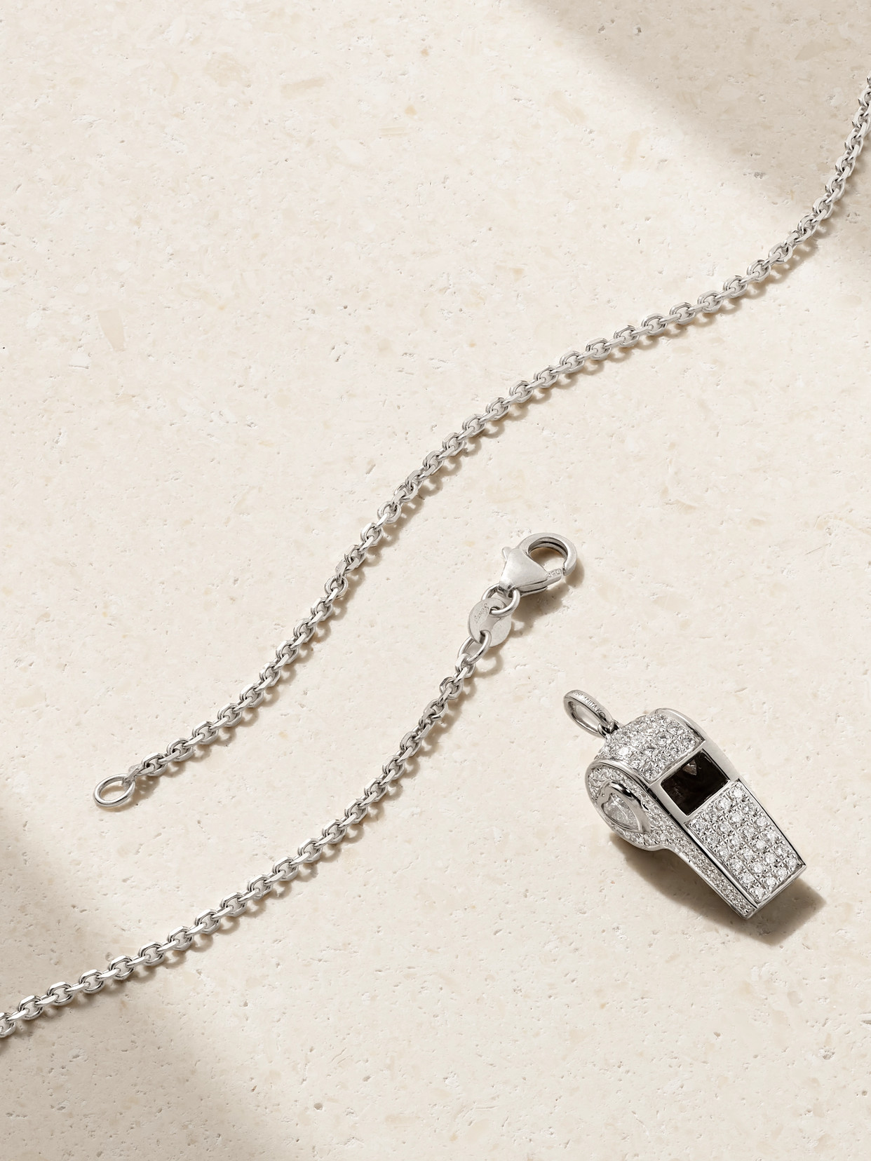 Anita Ko Baby Whistle 18-karat White Gold Diamond Necklace In Metallic