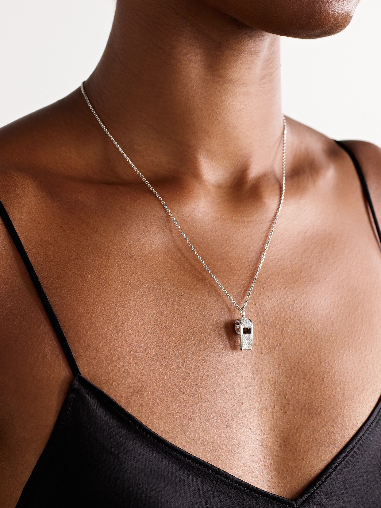 Anita Ko Baby Whistle 18-karat White Gold Diamond Necklace In Metallic